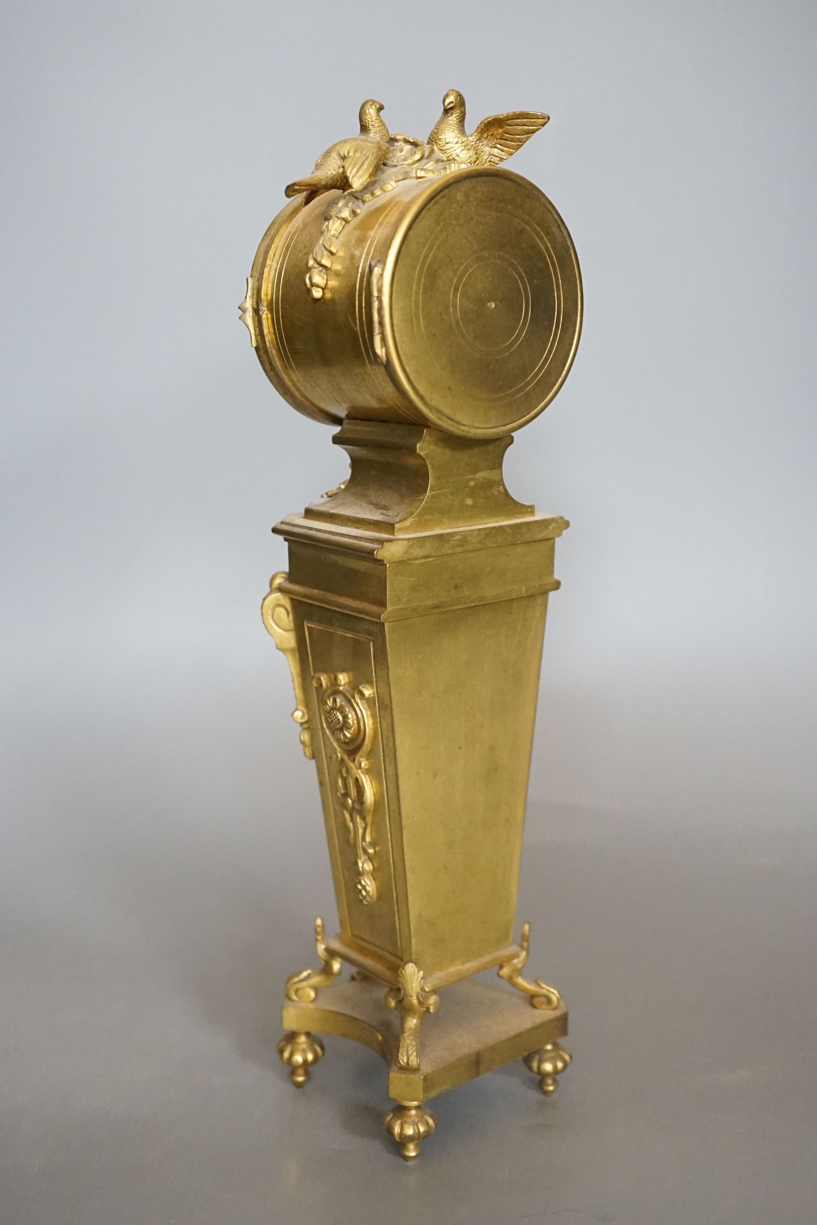 A French ormolu and Limoges enamel mantel timepiece, c.1900 - 31cm tall